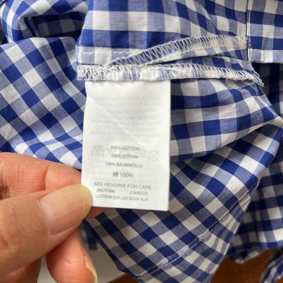 J. Crew Off the Shoulder Gingham Blue White Top Blouse Size 6 - Picture 14 of 15